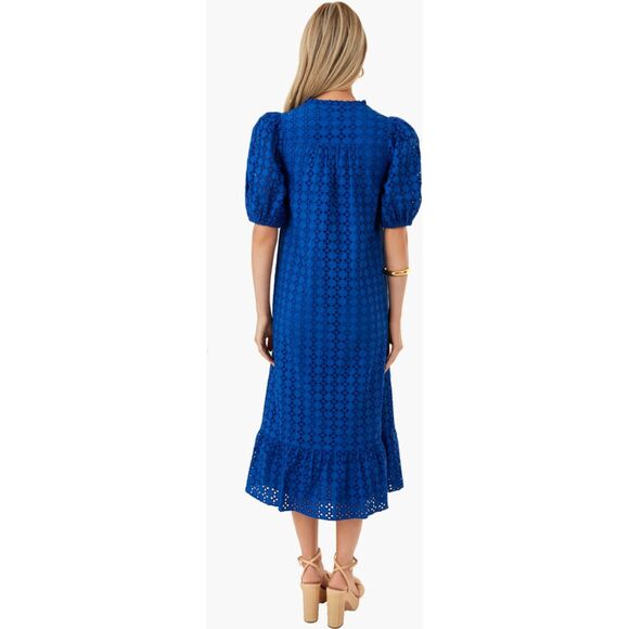Tuckernuck Hyacinth House Royal Blue Eyelet Midi Tryall Dress XXS - Picture 2 of 5